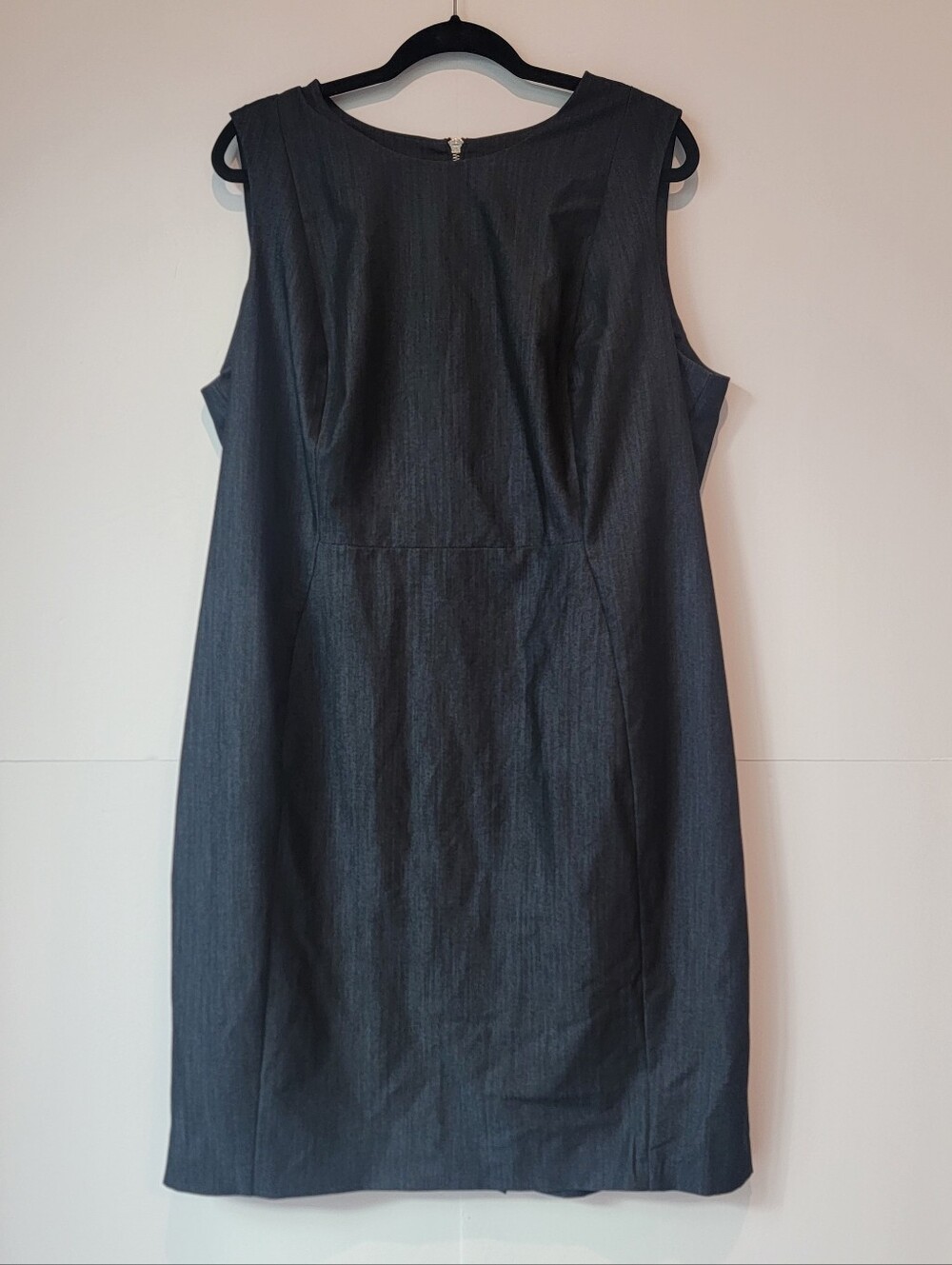 Calvin Klein Plus Size 18W Dark Denim Sleeveless Sheath Dress Full Zip Back